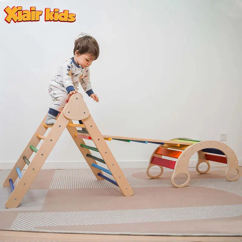 Xiair Montessori ไม้สำหรับเด็กสามเหลี่ยมพับได้สำหรับเด็กปีนเขาในร่ม