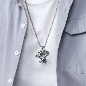 Ancient Greek Artistic Retro Pegasus Necklace <b>Titanium</b> Steel Winged Pegasus Sweater <b>Chain</b> Pendant - Product Image 2