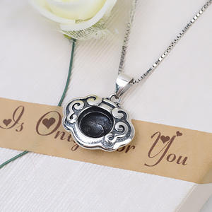 Pendentif rétro en argent S925 Yintai pour enfants avec perle de 8 mm, sans aiguille, support artisanal, bijoux - Product Image 2