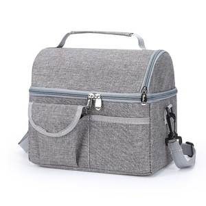 Doble cubierta reutilizable <span class=keywords><strong>de</strong></span> papel <span class=keywords><strong>de</strong></span> aluminio <span class=keywords><strong>bolsa</strong></span> <span class=keywords><strong>de</strong></span> refrigerador aislado doble compartimento almuerzo <span class=keywords><strong>bolsa</strong></span> con suave a prueba <span class=keywords><strong>de</strong></span> fugas del trazador <span class=keywords><strong>de</strong></span> líneas y correa <span class=keywords><strong>de</strong></span> hombro - Product Image 1