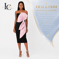 Robe Midi Droite Noire et Rose de Luxe pour Femme, Élégante, Sans Bretelles, Écologique, pour Cocktail, Soirée, Mariage, Invitée, Personnalisable OEM ODM