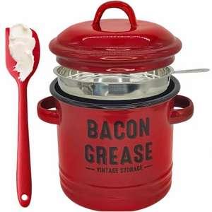 Un pot à huile, récipient à graisse en émail avec couvercle, réservoir de stockage d'huile vintage de grande capacité, décoration de cuisine champêtre - Product Image 4