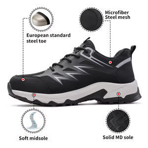 أحذية السلامة الأمنية من YIZHONCO للرجال ، مصنع تصنيع مسامي خفيف الوزن من نسيج أكسفورد من المايكروفايبر العلوي من الصلب العريض بمقدمة القدم - Product Image 2