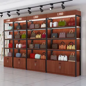 ストアプロモーション小売棚化粧品バッグスチール木製ディスプレイラック4層カスタマイズ可能な多機能人気ディスプレイラック