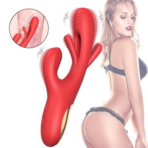 Vibrateur <span class=keywords><strong>clitoridien</strong></span> et vaginal 3-en-1 pour stimulation du point G, avec fonction lapin vibrant et doigt en silicone – Jouet sexuel féminin - Product Image 2