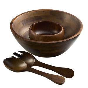 Bol à salade en bois d'acacia de luxe, grand format, fait main, écologique, tendance 2026, pour légumes et fruits - Product Image 1