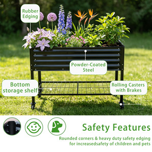 Cesta elevada de acero galvanizado con ruedas de 47''*24''*32'', estantería de almacenamiento de malla, carrito de jardín rodante, ecológico y profundo - Product Image 4