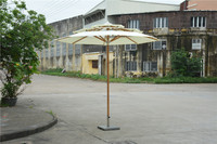 Parasol de terrasse double haut de gamme avec mât central en aluminium, voile en polyester, résistant au vent, commande par interrupteur standard, vente en gros