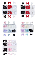 30 pièces/boîte, vente en gros, breloques pour ongles Kawaii, nœud papillon, design 3D, fleur en résine acrylique, nœud papillon en résine pour nail art