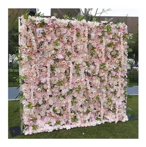 8x8 rosa 3D e 5D tessuto rosa artificiale fiore parete occasione di natale decorazione della parete di rotolamento della parete