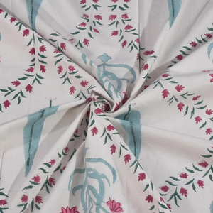 Parure de draps en coton indien imprimé à la main, motif floral classique, 300 fils, toutes saisons, pour lits Queen et King, drap plat, fabriqué à Jaipur - Product Image 2