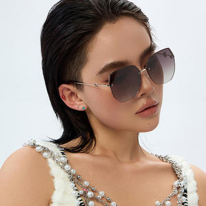 Lunettes de soleil carrées demi-cerclées pour femmes Dl-D6415, monture en métal, verres en nylon, protection UV400, couleur noire, style mode extérieur - Product Image 2