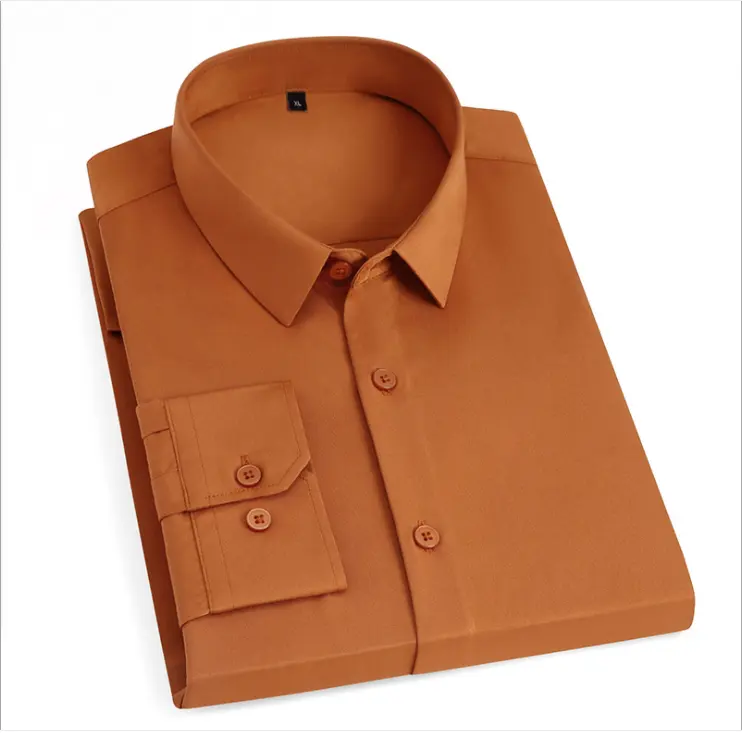 Chemise à manches longues pour hommes coupe ajustée et sans fer décontracté en soie élastique chemise pour hommes d'affaires pour hommes jeunes et d'âge moyen