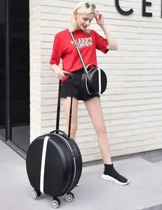 Best Quality 2024 Women Red Black Color Lady Trolley Luggage Suitcase & Big ABS PC Travel Luggage Girl TSA Lock Trolley Baggage