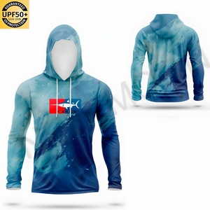 UPF50+ Men's Quick Dry Fishing Hoodie Long Sleeve UV Protection Breathable Polyester Customized Logo and Sublimation Printing - Product Image 2