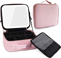 Trousse de Maquillage Personnalisée pour Femme, Grande Capacité, Portable de Voyage, avec Miroir LED Lumineux, Boîte de Rangement à Cosmétiques pour Bureau