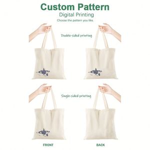Sac fourre-tout en toile de coton écologique réutilisable avec logo personnalisé imprimé – Nouveauté en ligne - Product Image 2
