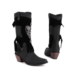 Mujeres <span class=keywords><strong>piel</strong></span> de serpiente cuero vaquero Midi-Calf Western botas mujer <span class=keywords><strong>plataforma</strong></span> de talla grande Vintage botas mujer calzado zapatos - Product Image 4