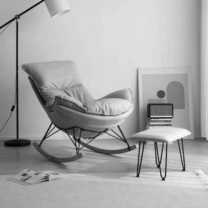 Chaise berçante inclinable en tissu moderne et pouf Chaise <span class=keywords><strong>de</strong></span> loisir en bois <span class=keywords><strong>pour</strong></span> fauteuil roulant moderne - Product Image 2