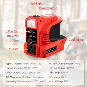 180w נייד 5 ב 1 ממיר כוח עבור קילומבה/mak/טל/bos/מלאכה-איש סוללה qc3.0 להמרה dc 18v כדי 110 מתאם מטען - Product Image 3