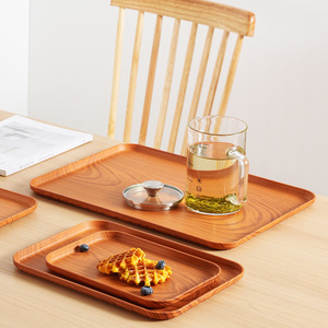 Bandeja de Metal de grano de madera de imitación cuadrada comercial para servicio de Hotel para cafetería cena pastel de té patrón ovalado para fiestas - Product Image 2