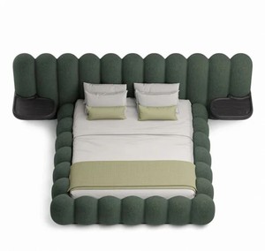 Двуспальные кровати NOVA с обивкой из ткани, мебель для спальни King и <span class=keywords><strong>Queen</strong></span>, современные роскошные деревянные каркасы кроватей King Size - Product Image 4