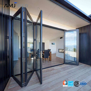 Balcony Accordion Bifold Door Design Exterior Aluminum Alloy Tempered Glass Aluminum Folding Patio Doors
