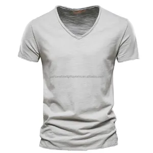 남성 반소매 티셔츠 V 넥 티셔츠 솔리드 통기성 캐주얼 슬림 핏 스포츠 티셔츠