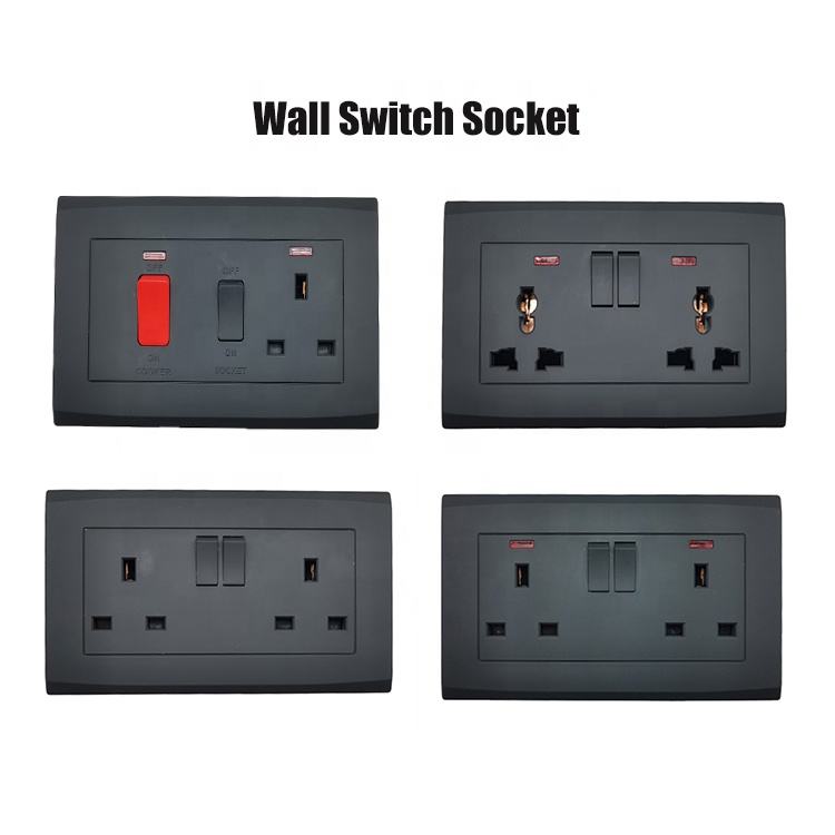 PC UK Standard Wall Socket UK Range Wall Switch Modern Style Socketed Switch for Home