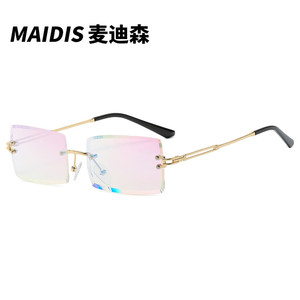 Maidis Frameless Sunglasses Metal Gold Square Gradient Lens Unisex UV400 <b>Light</b> Weight - Product Image 5
