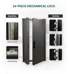 Portes d'entrée résidentielles ZEKIN USA Nfrc pour maison, résistantes aux ouragans, antivol, avec design en <span class=keywords><strong>grille</strong></span> de verre, portes pivotantes en aluminium - Product Image 5