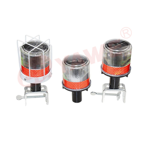 Solar LED Traffic Warning Flashing Light High Visible Iron <b>Frame</b> Barricade for Night Roadway Safety - Product Image 1