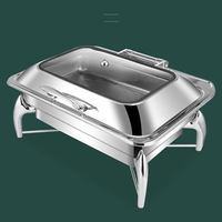 Plat de service chauffant de luxe en acier inoxydable à température contrôlée par induction, ensemble buffet 9L