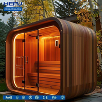 Sauna Eléctrica de Diseño Moderno en Forma de Cubo, de Cedro Rojo, para 4-6 Personas, de Uso Comercial, para Exteriores, con Puerta Lateral, Nueva Llegada