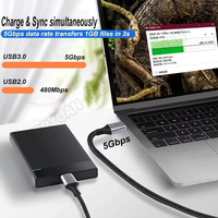 Kabel USB 3.0 ke Micro B 5Gbps Transfer Data 2A Pengisian Cepat Kabel PVC Paduan Aluminium untuk Penyimpanan Eksternal Komputer