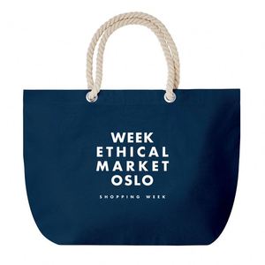Promotional Custom Logo 55x39cm Cotton 220g/m Silk Screen Printed Washable <b>Tote</b> <b>Bag</b> with <b>Cord</b> Handle for Beach & Shopping - Product Image 1