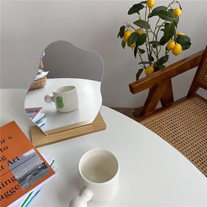 Ins Irregular <b>Acrylic</b> Personalized Makeup <b>Mirror</b> Decorative <b>Mirror</b> Wooden Base Cosmetic De Maquillaje Vanity <b>Mirror</b> - Product Image 6