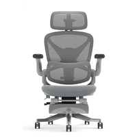 Chaise de bureau ergonomique avec appui-tête 5D, accoudoirs en PU, dossier en mesh, soutien lombaire réglable, siège coulissant, inclinaison à quatre positions, pivotante