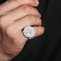 Massone gioielli regalo all'ingrosso Hip Hop oro placcato 925 in argento Sterling VVS Moissanite diamante ghiacciato AG anello massonico per gli uomini