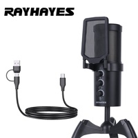 Microphone USB RAYHAYES JI-MV5, microphone pour PC, microphone de jeu avec suppression du bruit pour PC