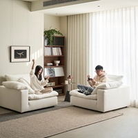 Canapé modulaire Zayshine Nordic Modern Luxury en lin blanc, 2 ou 3 places, en forme de I, pour salon, appartement ou villa, lavable, style Cloud.