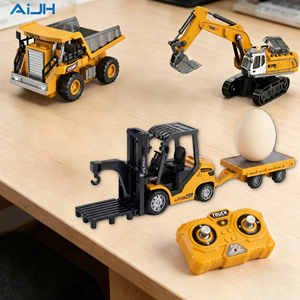 AiJH Mini Excavadora RC <span class=keywords><strong>de</strong></span> 2.4Ghz, Camión Volquete RC <span class=keywords><strong>de</strong></span> Aleación con Acción <span class=keywords><strong>de</strong></span> Horquilla, Camión <span class=keywords><strong>de</strong></span> Construcción con Control Remoto, Juguetes RC 3 en 1 con Función <span class=keywords><strong>de</strong></span> Montacargas - Product Image 1