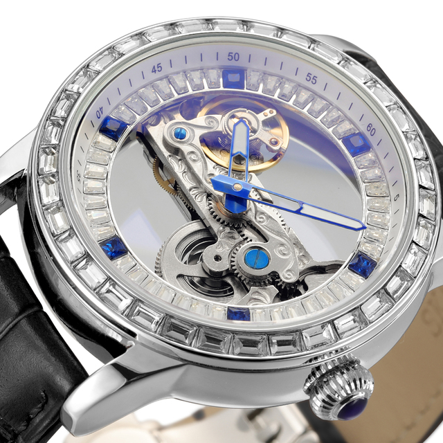 Designer Luxury Brand Sport Watch Men Leather Strap Transparent Gift OEM Logo Function Skeleton  Automatic Mechanical Watches