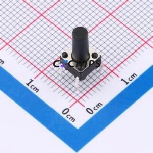 TSA06131-115B332BA Tactile Switch Through hole-4P,6.1x6.1mm Switch Single Pole Single Throw Round Button 1.8N 6.1mm - Product Image 1