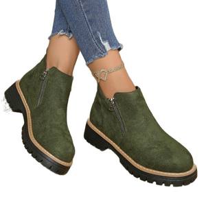 <span class=keywords><strong>Botas</strong></span> de <span class=keywords><strong>Mujer</strong></span> con Punta Redonda, <span class=keywords><strong>Botas</strong></span> Cortas de Gamuza con Cremallera Lateral, Estilo Británico Retro Nuevo de Invierno <span class=keywords><strong>para</strong></span> <span class=keywords><strong>Mujer</strong></span> - Product Image 5