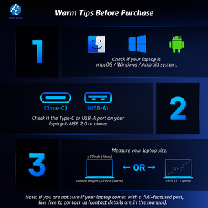 ラップトップ用ポータブルクアッドモニターエクステンダー、14インチ液晶画面、PC用トリプルスクリーンディスプレイ、ゲーム、外国為替取引、マルチタスク - Product Image 6