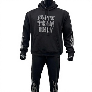Elite Team <b>Only</b> Hoodie Pants Set Full Sleeve Glitter Print Streetwear <b>Men's</b> Tracksuit Winter Casual Wear - Product Image 1