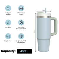 Gobelet de voyage en acier inoxydable à double paroi personnalisé de 40 oz, tasse à café standard en métal, gobelet isotherme de 40 oz avec poignée