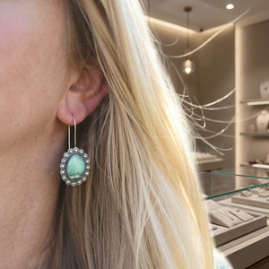 Classic Fashion 925 <b>Solid</b> Sterling <b>Silver</b> Turquoise Oval Cut Bezel Setting Wedding <b>Hoop</b> <b>Earrings</b> Jewelry for Women - Product Image 3