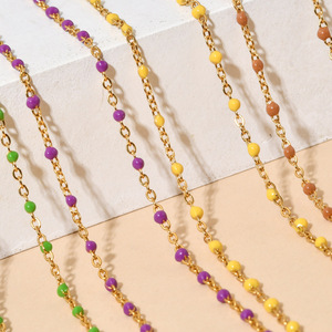 สร้อยคอลูกปัดเคลือบสีทอง18K แบบโบฮีเมียนสีสันสดใสเครื่องประดับ DIY กันน้ำ - Product Image 4